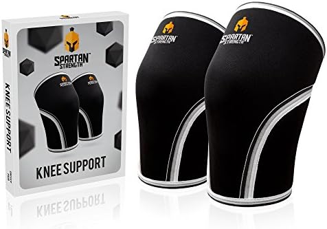 Knee Sleeves SPARTAN STRENGTH (1 Pair) * Compression Brace for Weightlifting, Powerlifting &amp; CrossFit * Heavy Duty 7mm Neoprene * Best for Squats, Gym Workout &amp; Fitness Sessions (M)