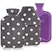 HomeTop Premium Classic Rubber Hot or Cold Water Bottle with Soft Fleece Cover (2 Liters, Purple/Gray Polka Dot Envelope Cover + Regular Cover)