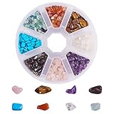 PandaHall Elite About 800 Pcs Chip Gemstone Beads Crushed Pieces Stone Length 4-12mm for Jewelry Making 8 Styles