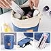 Multifunctional Barrel Shaped Travel Cosmetic Bag, Mini Zipper Jewelry Pocket, Clear PVC Pouch for Make-up Brush, Large Drawstring Hanging Toiletry Packing Organizer Bag for Women Girl Men, Blue