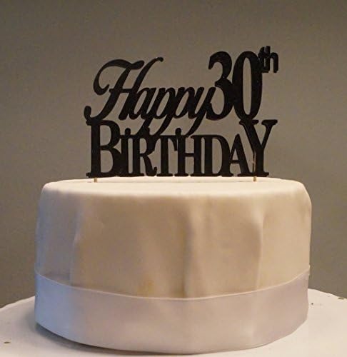 Black Happy 30th Birthday Cake Topper