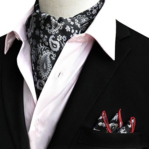 Men's Cravat Pocket Square Ascot Tie Self Paisley Woven