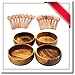 Innovatronix 4 Pieces Handmade 4 Inches Wooden Acacia Calabash Bowl - Set of 4 Wood Calabash Bowls - FREE 8 Pairs Of Wood Disposable Spoons And Forks | 4x1 Inches