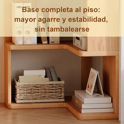 KINTOP Librero Esquinero de Pino Macizo, Estantería Angular para Sala y Recámara - Mueble Organizador para Libros, Plantas y Decoración, Diseño Minimalista(40 * 40 * 130cm)