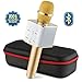 Wireless Microphone Karaoke Mic Amplifier Machine Bluetooth Handheld Portable Broadcast, Present, Youtube Songs Connect Android, Apple & Computers – By Karaoke-Mike(Gold)