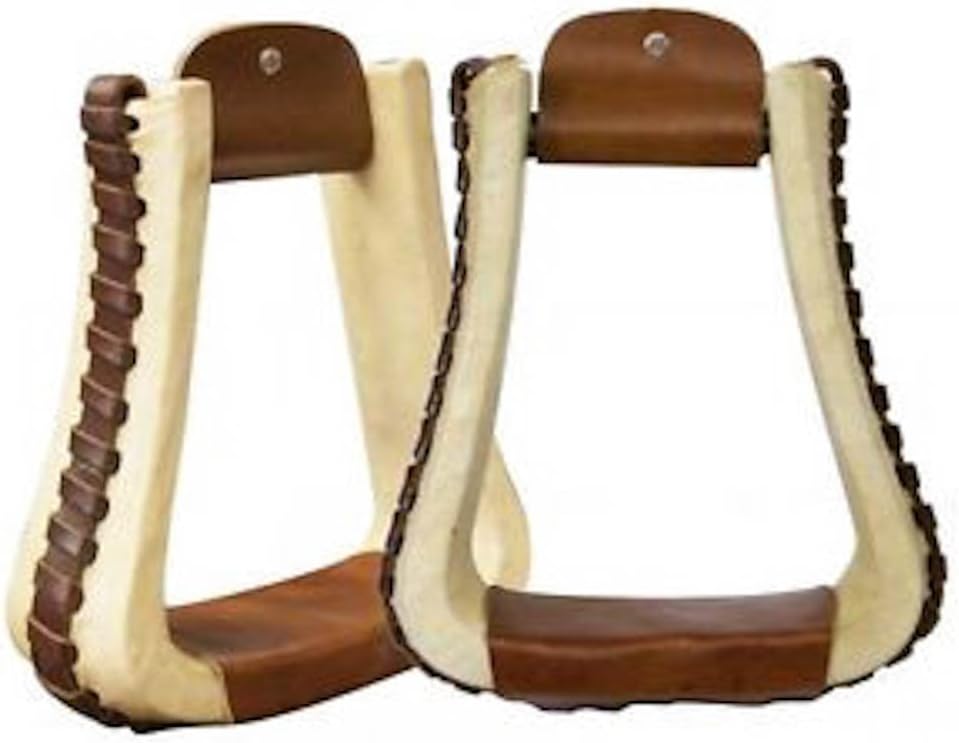 Western Tack Rawhide Covered Leather Laced Western Saddle Bell Stirrups