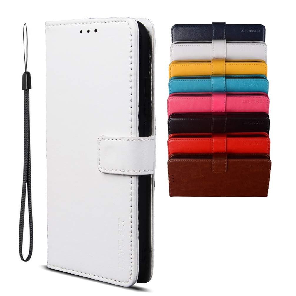 BRAND SET Case for Motorola Moto E13 Wallet Case, PU Leather with Magnetic Closure Card Holder Stand Cover, Leather Wallet Flip Phone Cover for Motorola Moto E13-White
