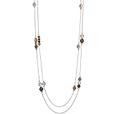 BULINLIN Layered Silver Long Necklace for Women Turquoise Stone Beaded Strand Sweater Chain Necklaces Fashion Costume Jewelry Gifts for Mom