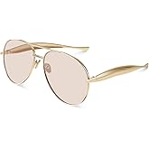 DsitMG Retro Gold Oversized Aviator Sunglasses for Women Men 2025 Trendy Metal Big Aviators Sun Glasses 70s Retro Shades