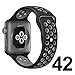 UMTELE Nike Series 2 Soft Silicone Replacement Sports Watch Strap with Ventilation Holes for Apple Watch, Medium/Large, Black/CoolGray, 42mm