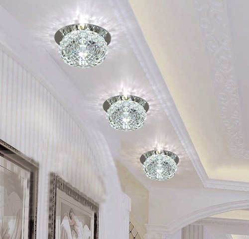LUMINTURS 5w LED Crystal Ceiling Surface Mounted Light Fixture Modern Decor Lamp Pure White - Thumbnail 6