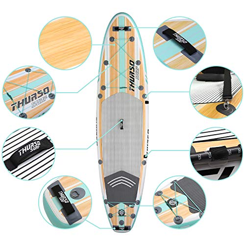 THURSO SURF Waterwalker All-Around Inflatable Stand Up Paddle Board SUP 10'6 x 31'' x 6'' Two Layer Deluxe Package Includes Carbon Shaft Paddle/2+1 Quick Lock Fins/Leash/Pump/Roller Backpack (2019) - Thumbnail 3