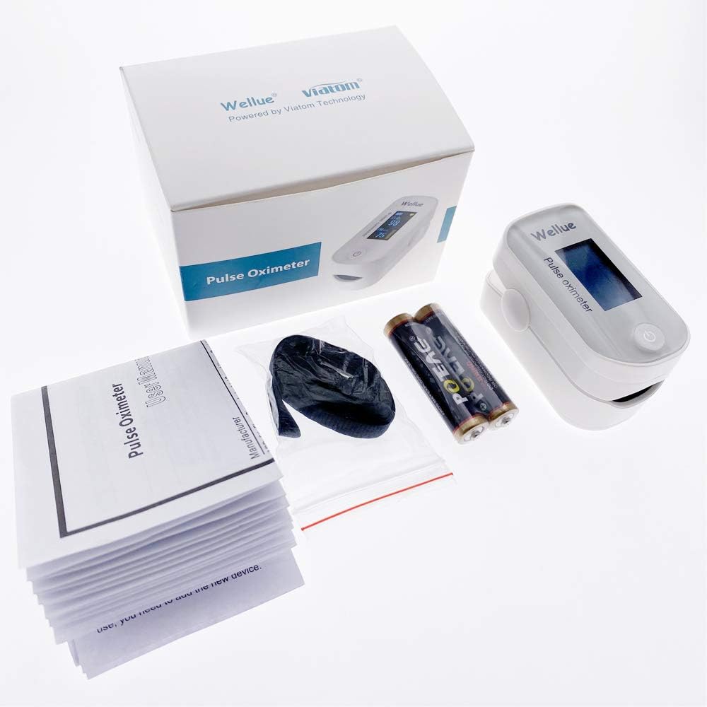 Wellue Pulse Oximeter Fingertip Blood Oxygen Saturation Monitor with Batteries for Wellness Use FS20F Bluetooth: Health & Personal Care