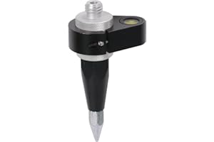 MOETER Mini Prism Pole, Aluminum Handheld Mini Stakeout Rod with Bubble Level Base & Soft Carry Bag, 32mm OD Survey Prism Pol