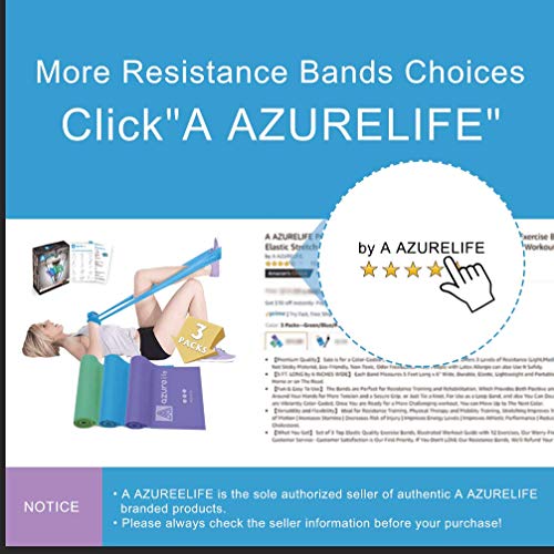 A AZURELIFE Resistance Bands, Different Strengths of 5 ft. Long Resistance Exercise Bands, Professional Non-Latex Elastic Stretch Bands for Physical Therapy, Yoga, Pilates, Rehab, Home Workout - Thumbnail 3