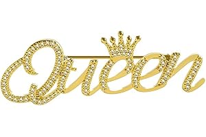 ROFARSO Queen Crown Brooch Pins for Women Girls Party Fashion Feminist Rhinestone Crystal Lapel Pin Accessories
