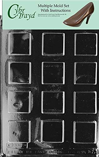 CybrTrayd AO065-3BUNDLE Plain Square Mints Chocolate Candy Mold with Exclusive Copyrighted Chocolate Molding Instructions