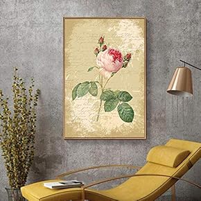 Floating Framed for Living Room Bedroom Retro Flower for