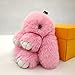HXINFU Real Rabbit Fur Ball Keychain Bag Plush Pom Poms Fluffy Bunny Keychain