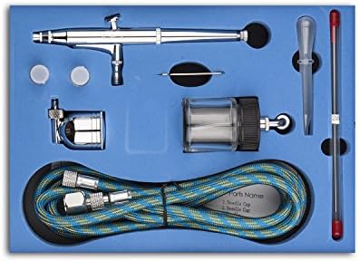 Yenny shop Airbrush Kit Dual-action Air Brush Kit Spray Gun with Air Hose , 7cc / 22cc Cup for Tattoo, Nail Beauty, Makeup, Cake Decorating, Painting