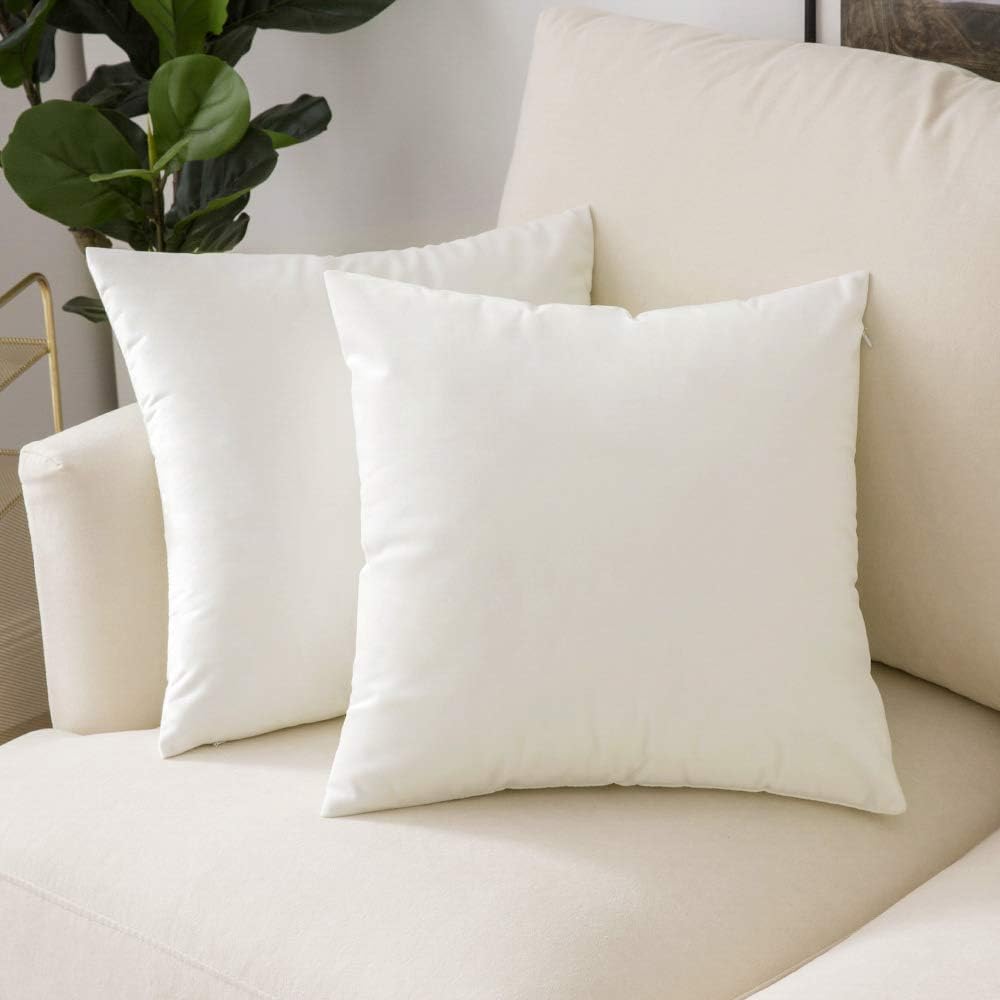 Woaboy Pack of 2 Velvet Throw Pillow Covers Decorative Pillowcases Solid Soft Cushion Covers Pillow Case Square for Couch Living Room Sofa Bedroom Car 18x18 inch 45x45cm Pure White