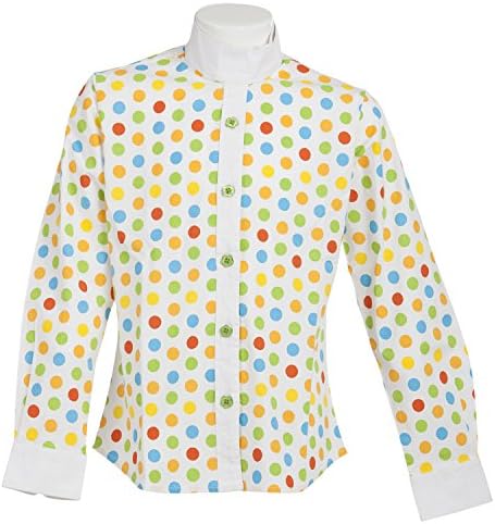Huntley Equestrian Daisy Clipper Children's Polka Dot Long Sleeve Riding Shirt, 12