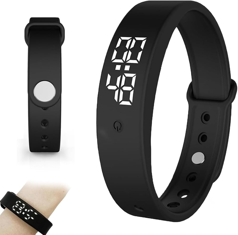 Vibrating Alarm Clock Watch for Heavy Sleepers, Silent Wake Up Bracelet &amp; Smart Wristband, Wearable Vibration Wrist Alarm, No