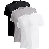 BAMBOO COOL Men’s Undershirts Slim Fit Creweck, Breathable Moisture-Wicking T-Shirts, Soft Stretch White Tees for Men, 3 Pack