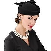 Wool Felt Vintage Fascinator Winter Women Elegant Pillbox Hat Bowknot Derby Church Hat Retro Fedoras Black