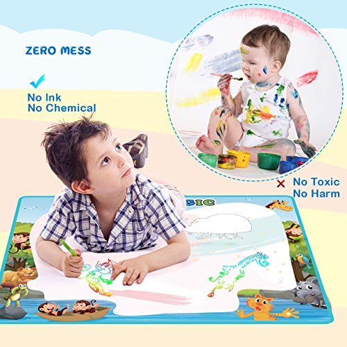 FREE TO FLY Extra Large AquaDoodle Water Drawing Magic Mat 2019 Updated Color Painting Doodle Board Aqua Doodle Magic Mat with No Mess, Educational Kid Toys Gift for Boys and Girls Age 3 4 5 6 7