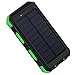 Solar Charger 30000mAh Power Bank Portable Backup Battery Waterproof Panel Charger for Cellphone,Tablet and Most Gadget w/ Dual USB, LED Light, Compass, Hook for Indoor and Outdoor Charging (Green)