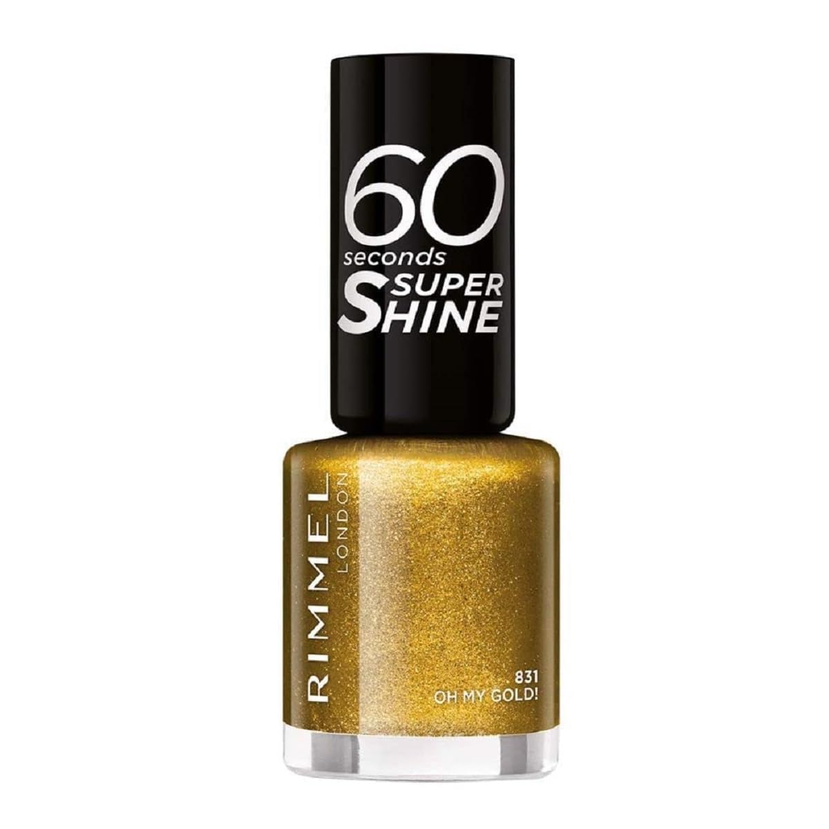 Rimmel 60 Seconds Glitter Nail Polish, 831 Oh My Gold, 8 ml, (Pack of 1)