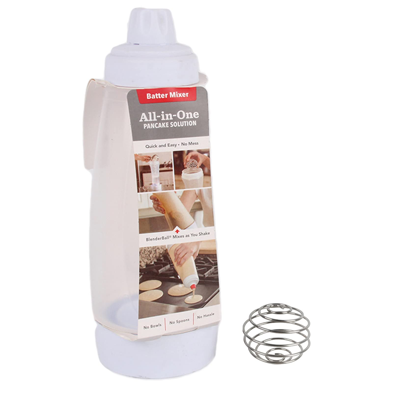 Manual Batter Dispenser Dough Dispenser Batter Mixing Bottle with Stainless Steel Stirring Ball Batter Shaker Bottle Pastry Baking Tools with Label Dispenser Measurement for Cupcakes Muffins Waffles