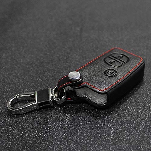 Leather Key Fob Remote Cover Case Skin Jacket Holder Protector for Toyota Land Cruiser Camry Highlander Crown Prado RAV4 Prius 3 Button Smart Key Black