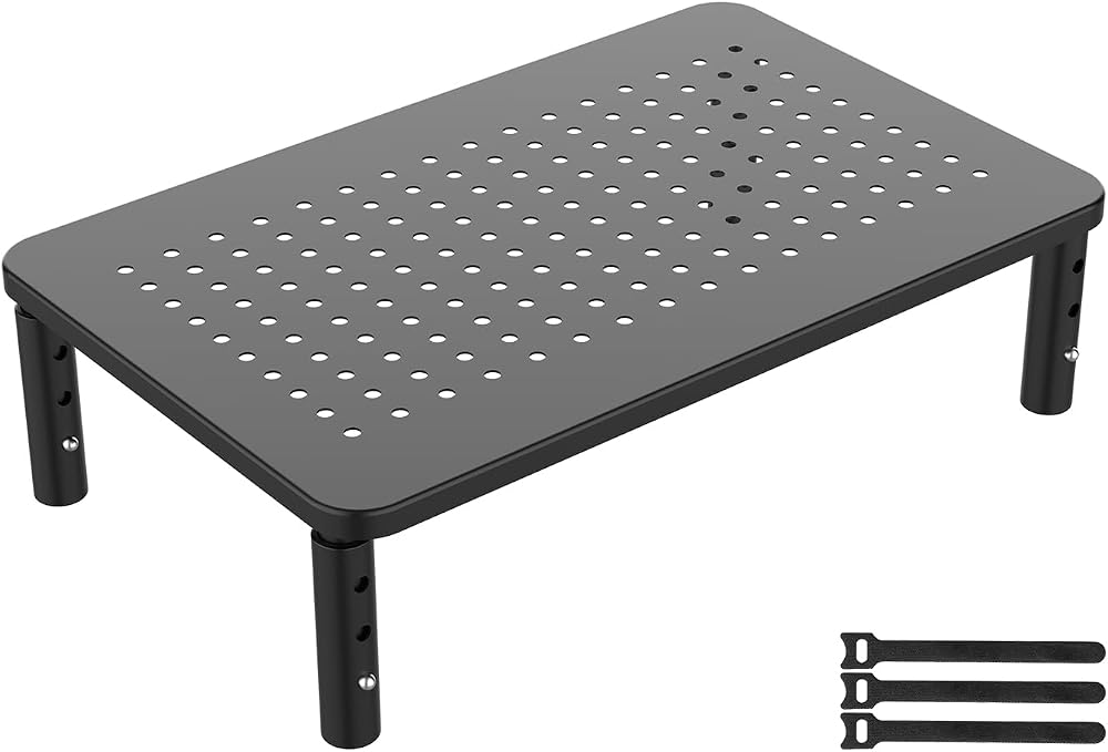 GRIFEMA Monitor Stand Riser 3 Height Adjustable Mesh Platform 20kg Black