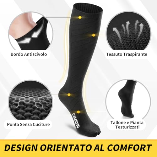 CAMBIVO Graduated Compression Socks Women Men 3 Pairs, Graduated Compression Stockings, 20-30 mmHg, Anti-thrombus Elastic Compression Socks, Knee High Socks for Sports, Varicose Veins, Airplane, Running