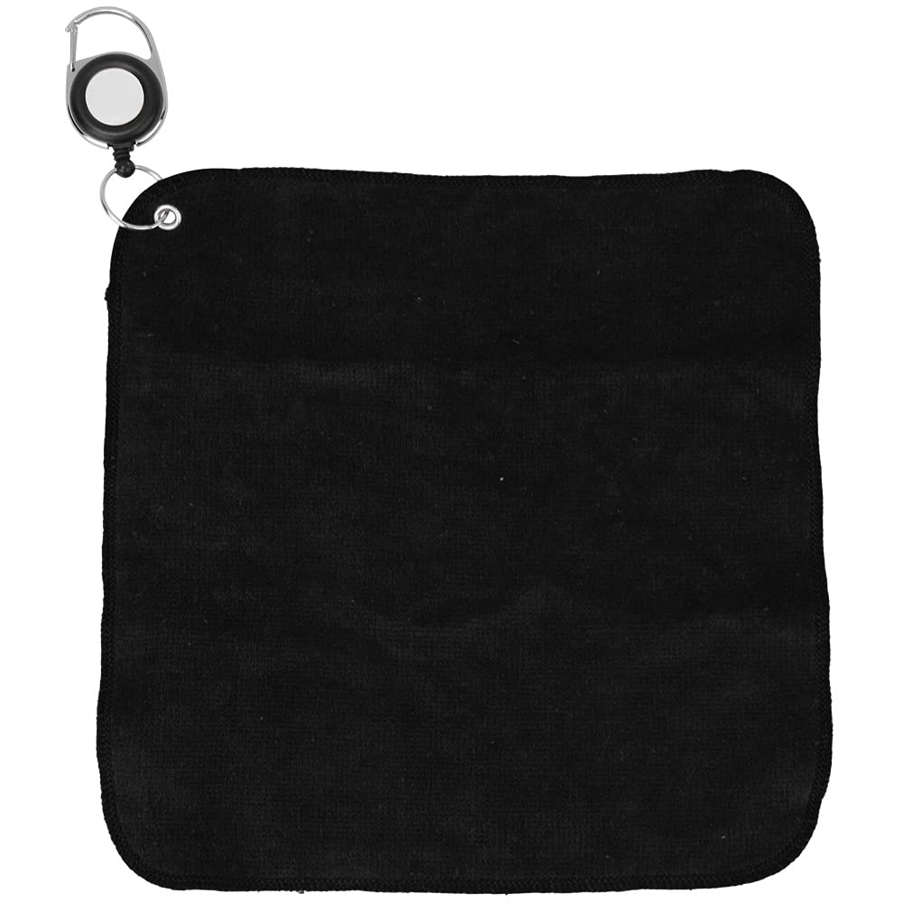 RiToEasysports Towel, Plush Cotton Double-Sided Sweat Absorption Soft Towel with Clip for Hanging On Club Bag, Towel for Men Women(Black) Leisure Sport