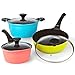 Cook N Home 6 Piece Nonstick Ceramic Coating Die Cast Cookware Set, Multicolor