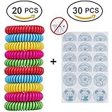 Mosquito Repellent Bracelets Patches Combo,20 Count Repellent Bracelets + 30 Count Repellent Stickers | Natural Lemon Eucalyptus Essential Oil | DEET Free | For Kids Adults Indoor Outdoor by Soniangia