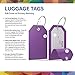 Shacke Large Luggage Tags (2pcs) with Privacy Cover and Steel Loops (Purple)