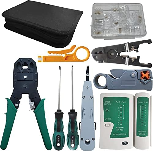 Nessa RJ45 Crimping Tool Kit For RJ11/RJ12/CAT5/CAT6/Cat5e, Professional Computer Maintenance Lan Cable Tester Network Repair Tool Setwire Crimper Wire Connector Stripper Cutter B09b269qt4
