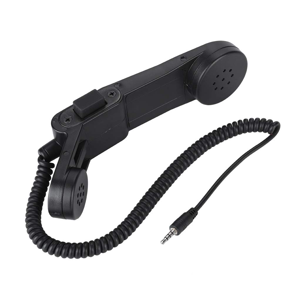 ASHATA 3.5mm Handheld Speaker Mic HiFi Sound Portable Shoulder/Handheld Retro Telephone Earpiece Handset for military activity, hunting, shooting games,etc