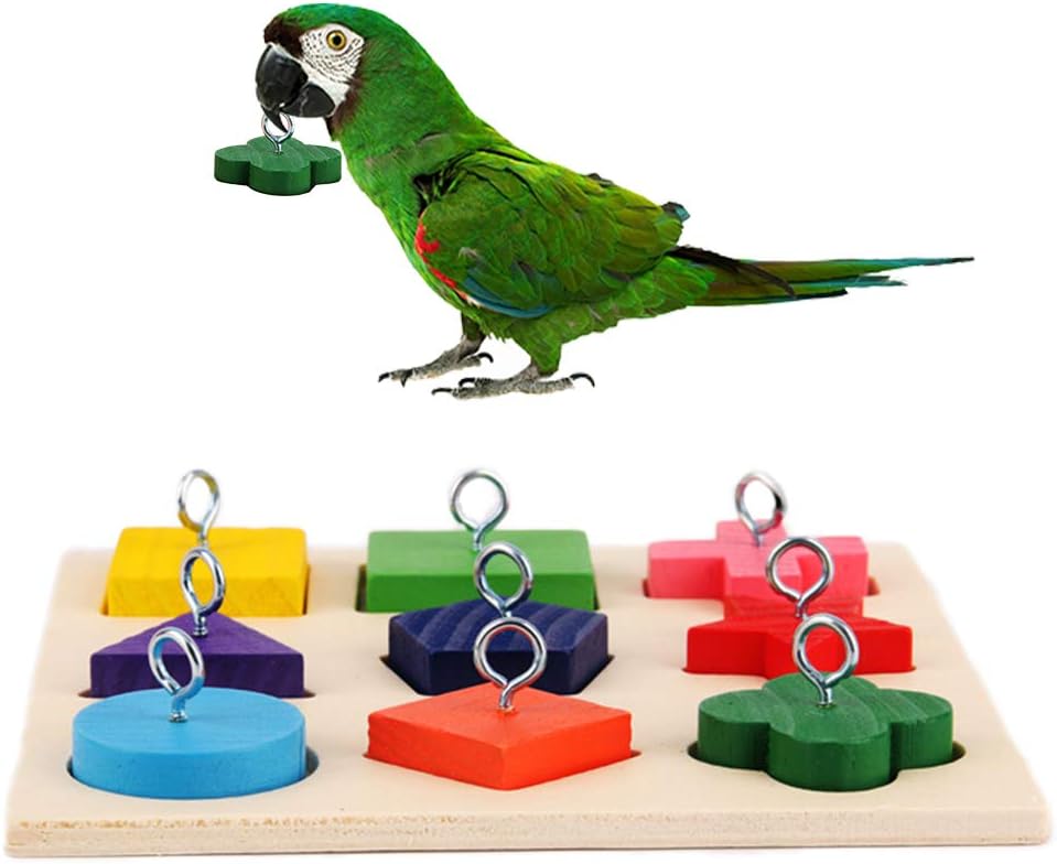 Geneic Parrot Wooden Block Puzzles Toy for for Parakeets