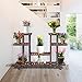 Topeakmart 4-Tier Coner Wood Flower/Plant Stand Shelving Rack Display Shelf Outdoor Yard Garden Patio Balcony Multifunctional Storage Rack Bookshelf Brown