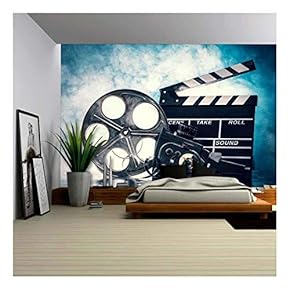 Retro Film Production Accessories Still Life. Concept of Filmmaking. Smoke Effect on Background - Removable Wall Mural | Self-Adhesive Large Wallpaper - 66x96 inches