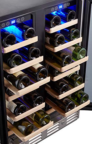 Kalamera-Wine-Cooler-Fit-Perfectly-into-24-inch-Space-Under-Counter-or-Freestanding-Dual-Zone-For-Kitchen-or-Bar-with-Blue-Interior-Light-and-Temperature-Memory-Function