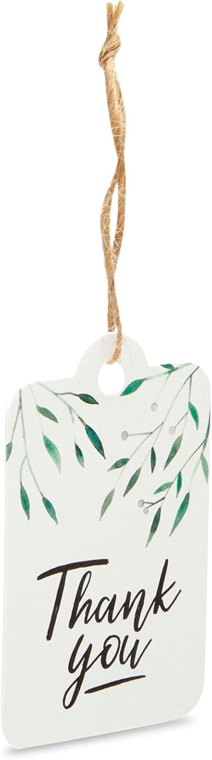 Thank You Tags with String and 164 Feet of Jute Twine (2x3 in, White, 200 Pack): Health & Personal Care