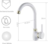 Hapilife White Kitchen Taps Mixer Single Lever Monoblock 360° Spout Gold view 3