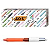 BIC 4-Color Grip Ballpoint Pen, Orange Barrel, Fine Point (0.8mm), Assorted Inks, 3-Count