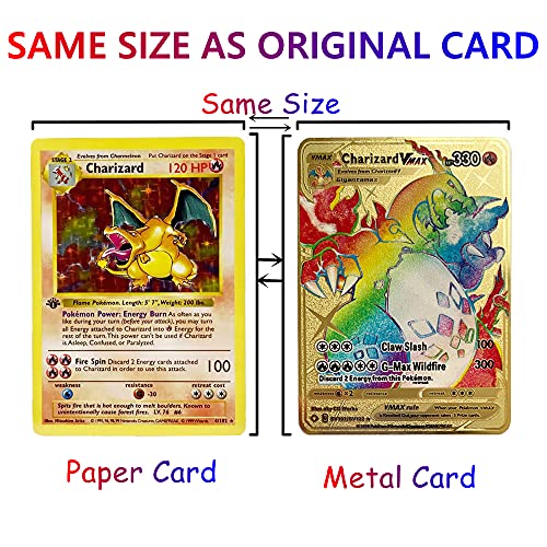 Pokemon Metal Gold Plated Card, Charizard Golden Vmax DX GX Metal Gold  Plated Collection Cards, The Best Gift for Collectors (3 Rainbow) in Saudi  Arabia | Whizz Singles